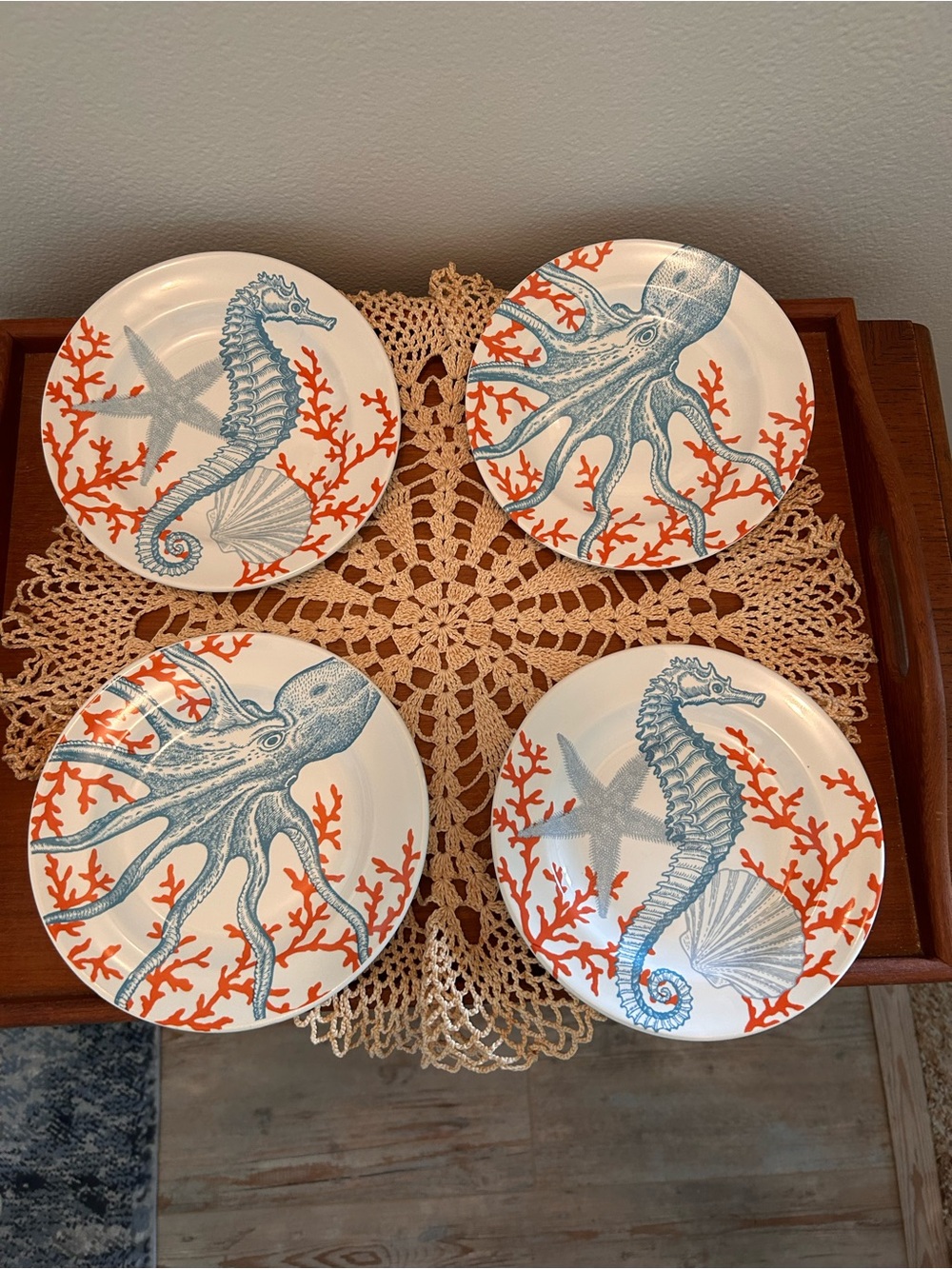 EUC 222 Fifth Coastal Life Plates Set of 4 - Nautical & Beachcore Home Decor